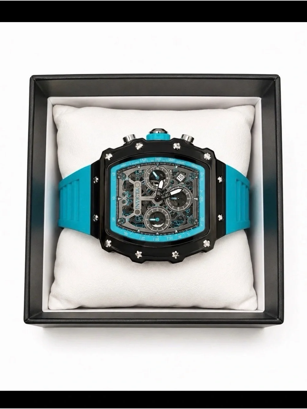 Invicta Men's Turquoise Strap Black Chronograph Watch. 69730 Monaco GP inspired.